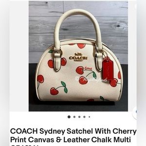 COACH Sydney Satchel with Cherry 🍒 design. Authentic, Used once - No blemishes.